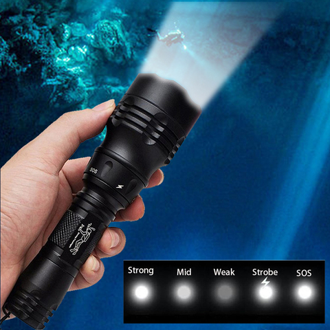 TOPCOM – lampe de poche professionnelle pour plongée sous-marine, CREE XM-L2 T6, 10W, puissante torche, IP68, 5 modes ► Photo 1/6