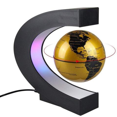 Carte du monde de Globe flottant de lévitation magnétique de forme de C avec des cadeaux de lumière LED ► Photo 1/6