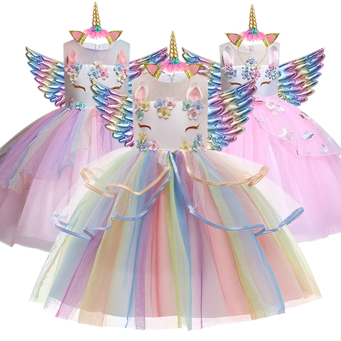 Nouveau Licorne Robe pour Filles Broderie robe de Bal Bébé Fille Princesse robes d'anniversaire pour costumes de fête vêtement pour enfants ► Photo 1/6