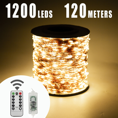 120M 1200 LED chaîne fée lumières noël Plug In pour fête de mariage en plein air vacances jardin extérieur chambre décoration ► Photo 1/6