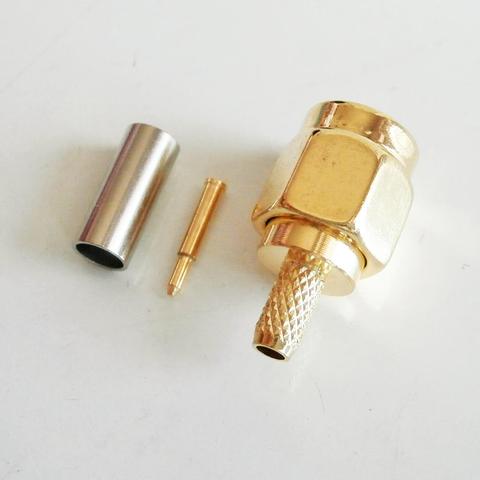 Connecteur Coaxial RF de haute qualité, 1 pièce, prise SMA mâle à sertir pour RG316 RG174 RG179 LMR100, fiche de câble Coaxial plaqué or ► Photo 1/6