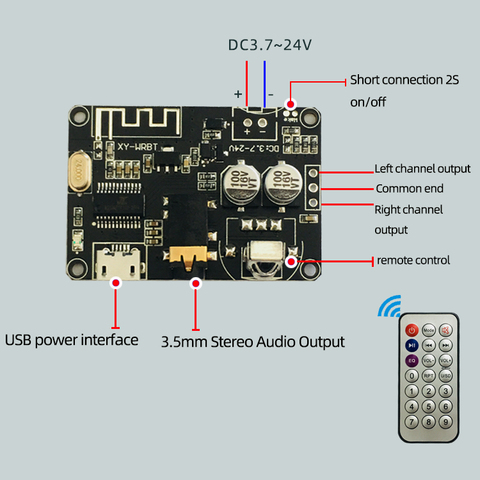 Décodeur récepteur Audio sans fil Bluetooth 3.7, DC 5.0-24V, adaptateur Audio stéréo 3.5MM pour carte d'amplificateur ► Photo 1/4