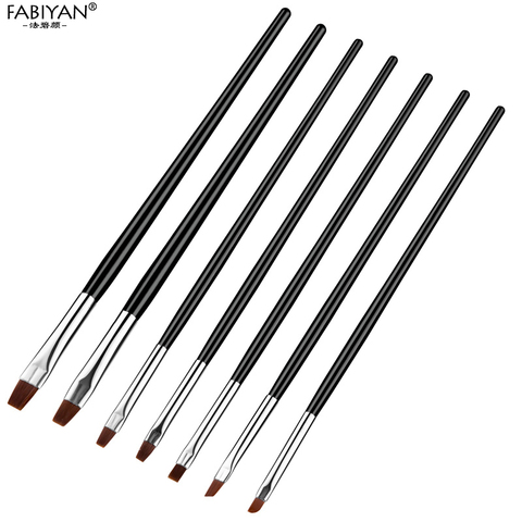 7 Taille Nail Art Pinceau Plat Acrylique Dessin Stylo UV Gel Polonais Français Conception Peinture Extension Builder Revêtement Outils Ensemble manucure ► Photo 1/6