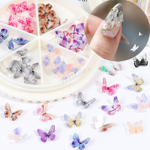 30 pièces/roue 3D coloré papillon breloque Nail Art strass décoration Pixie ornements bricolage manucure AB ► Photo 1/6