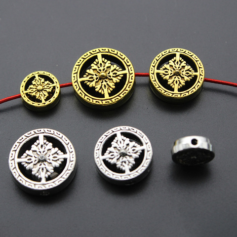 Perles tibétaines argentées en métal, 10 pièces, pour la fabrication de bijoux, breloques du népal, adaptées aux bracelets, DIY ► Photo 1/3