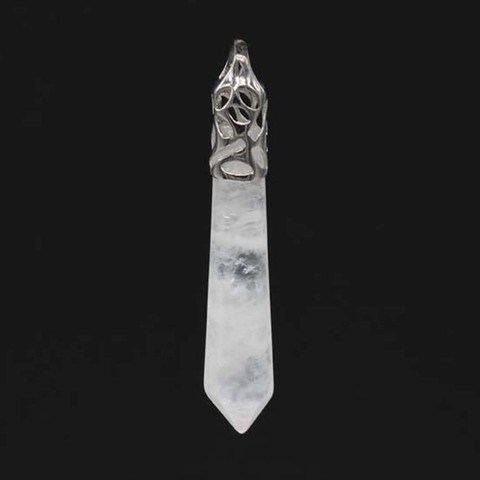 KFT argent plaqué naturel guérison cristal de roche Quartz Reiki hexagone prisme pendule pierre pendentif breloque bijoux ► Photo 1/3