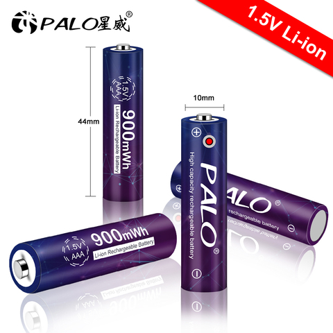 PALO – batterie Lithium-ion Rechargeable, 1.5V, 900mwh, AAA, pour jouets, souris, rasoir, Microphones sans fil ► Photo 1/6