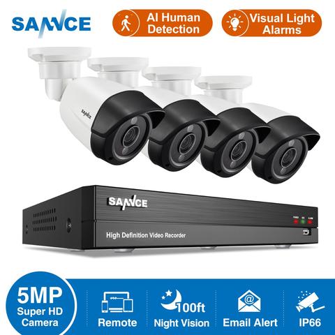 SANNCE 8CH 5MP-N HD H264 + DVR système de caméra de sécurité à domicile 5MP Vision nocturne infrarouge IP66 caméras AI extérieures Surveillance Kit de vidéosurveillance ► Photo 1/6