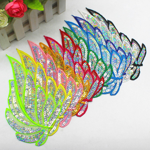 YACKALASI-patchs de fleurs pailletées, 5 pièces/lot, hologramme Laser à paillettes, applications 3D à repasser, garniture florale, accessoires en dentelle Diy 16x8cm ► Photo 1/6