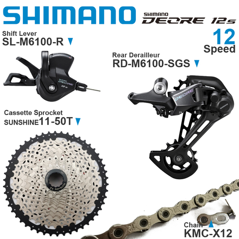 SHIMANO DEORE – ensemble de vitesses M6100, avec dérailleur arrière droit et pignon de Cassette 11-50T, chaîne KMC X12 ► Photo 1/1