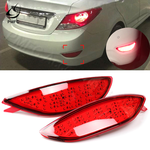 PMFC – 1 paire de feux antibrouillard réflecteurs feu de Stop LED, feu Stop arrière pour Hyundai Accent Verna Brio Solaris 2008 – 2015 ► Photo 1/6