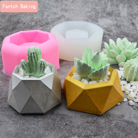 Plantes succulentes faisant béton Silicone moule 3D Pot de fleurs aromathérapie plâtre chandelier bricolage ciment planteur Pot moule ► Photo 1/6