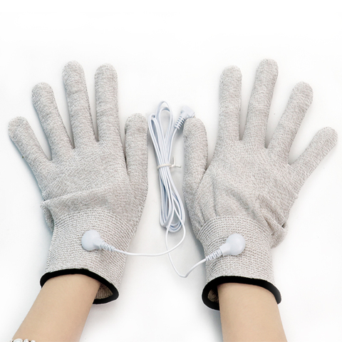 Gants d'électrode de Massage par électrothérapie conductrice, 1 paire, fil de choc relaxant, Machine Tens, outil de Massage des mains ► Photo 1/6