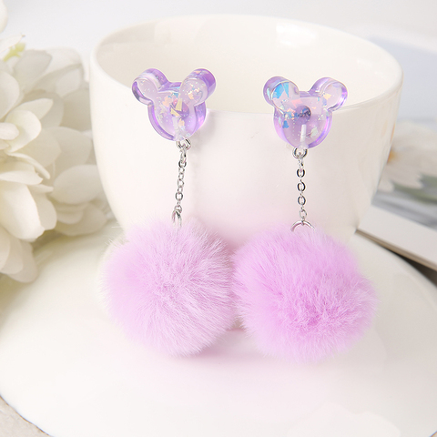 Boucles d'oreilles multicolores en résine pour femme, 1 paire, bijoux fantaisie avec boule bouffante, cadeau d'anniversaire ► Photo 1/6