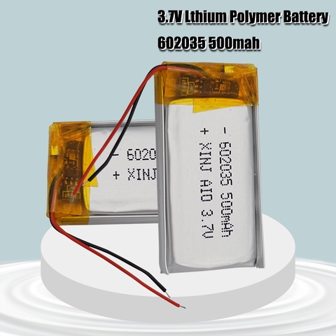 Batterie lithium polymère Rechargeable 500mAh 3.7V 602035, pour enregistreur de navigation WiFi mp3, machine à histoires stéréo, massage par haut-parleur ► Photo 1/6