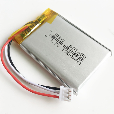JST PH 2.0mm 3pin connecteur 3.7V 1200mAh lipo polymère lithium batterie rechargeable pour GPS DVD enregistreur e-book caméra 603450 ► Photo 1/6