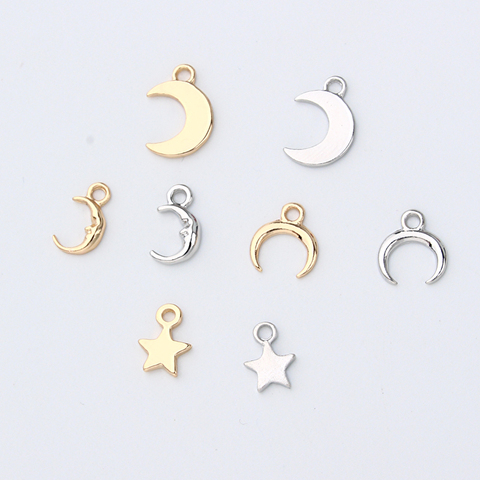 Boucles d'oreilles en forme de croissant, de lune, d'étoile, breloques en alliage, simples, à la mode, pour Bracelet, pendentif, accessoire de fabrication de bijoux, 10 pièces ► Photo 1/6