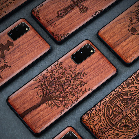 Étui en bois véritable pour Samsung Galaxy s10 s20 plus Samsung s20 ultra bois + étui cadre pour Samsung s20 note 10 plus note 20 Ultra ► Photo 1/6