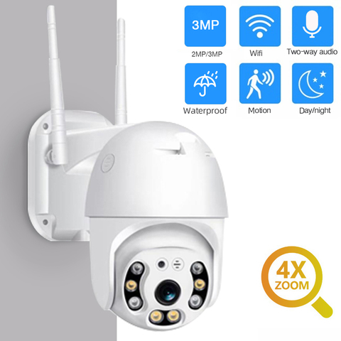 SDETER 3MP 2MP Sécurité WIFI Caméra Extérieure 1080P PTZ Dôme de Vitesse IP Sans Fil Caméra DE VIDÉOSURVEILLANCE Panoramique 4xzoom IR Surveillance Réseau ► Photo 1/6