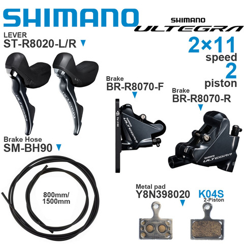 Groupe de frein hydraulique SHIMANO ULTEGRA pour vélo de route R8070 2 pistons étrier de frein à disque R8020 manette de vitesse pièces d'origine ► Photo 1/4