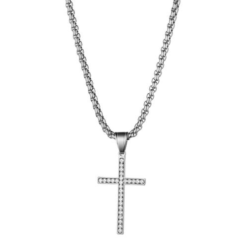 BONISKISS – collier en acier inoxydable pour femmes et hommes, chaîne croisée, couleur or, bijoux religieux et chrétien ► Photo 1/1