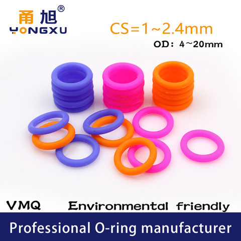 Joint torique multicolore en caoutchouc de silicone/VMQ, 30/pièces/sac mm d'épaisseur CS1/1.5/1.9/2.4mm ► Photo 1/6
