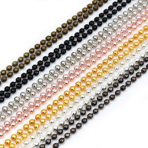 Lot de 5 perles plaquées, 3 tailles 1.5mm, 2.0mm et 2.4mm, 7 couleurs, connecteur de chaîne et de collier, 65cm(25.5 pouces) ► Photo 1/6