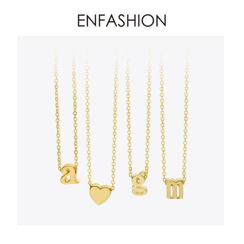 Enfashion-colliers avec petites lettres à pendentifs, initiales de l'alphabet, couleur or, ras du cou pour femmes, bijoux ► Photo 1/6