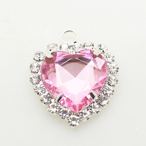 Pendentif de décoration en forme de grand cœur, en strass acrylique, fait à la main, pour mariage, fête de la saint-valentin, 32MM, 5 pièces/lot, nouveauté ► Photo 1/6