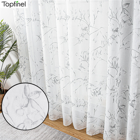 Topfinel Lily moderne rideaux Tulle pour salon chambre cuisine fenêtre traitement fleurs Voile Tulle rideaux décoration de la maison ► Photo 1/6