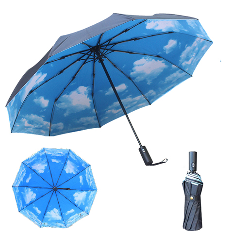 Parapluie coupe-vent à pliage automatique pour hommes et femmes, de luxe, de grande taille, d'affaires, Double, 10K ► Photo 1/6