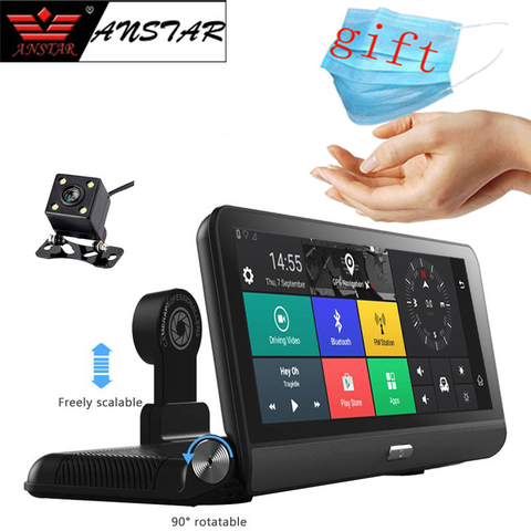 ANSTAR-ADAS Car DVR 8 pouces | Caméra de tableau de bord FHD 1080P vue arrière à double objectif voiture DVRs enregistreur, caméra Auto 4G ► Photo 1/1