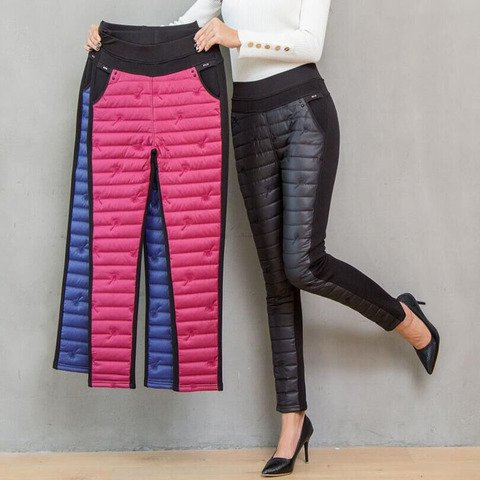 Hiver broderie pantalon femmes mode bas coton chaud velours pantalon maman vêtements de neige épais droit pantalon grande taille pantalons de survêtement ► Photo 1/6