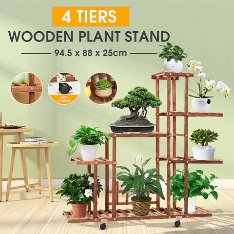 5 niveaux en bois fleur support plante support Multi fleur support étagères bonsaï présentoir cour jardin Patio balcon fleur Stands ► Photo 1/6