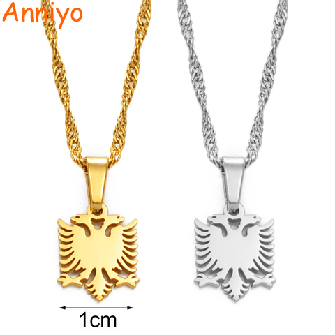 Anniyo 1CM petit Mini albanie aigle pendentif colliers couleur or/argent couleur bijoux ethnique cadeaux pour femmes filles #201521 ► Photo 1/6