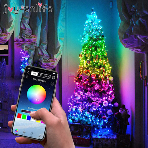 USB LED chaîne lumière Bluetooth App contrôle cuivre fil chaîne lampe étanche pour la décoration d'arbre de noël intérieur et extérieur ► Photo 1/6