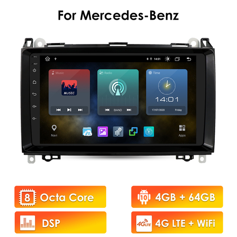 Android 10 2G + 32G 4G LTE pour Mercedes Benz B W245 B150 B160 B170 B180 B200 B55 voiture lecteur multimédia GPS Autoradio Sprinter Vito ► Photo 1/6