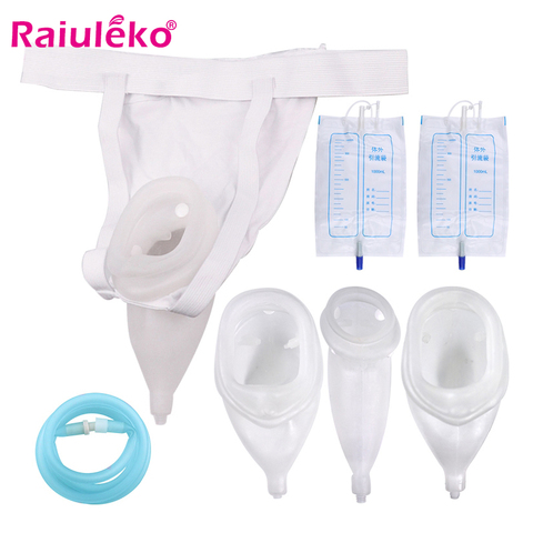 Urinoir d'adultes de Silicone médical hypoallergénique de collecteur d'urine avec des sacs de cathéter d'urine 1000ML respirant femmes hommes aîné ► Photo 1/6