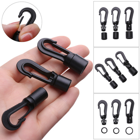 5 pièces noir POM plastique Snap crochet Clip choc cravate cordon extrémités sécurité serrure corde boucles extérieur Camp corde corde corde accessoires ► Photo 1/6