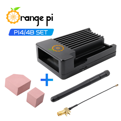 Orange Pi En Alliage D'aluminium Noir Étui De Protection + antenne + Adhésif Thermoconducteur Pour OPI4/4B PLANCHES ► Photo 1/6