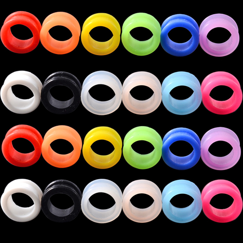 24 pièces flexibles Silicone Flexible peau oreille Tunnels bouchons mélanger couleur oreillettes jauges expanseur Piercing boucles d'oreilles bijoux de corps Earlets ► Photo 1/6