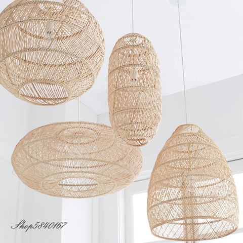 Lampe suspendue en rotin naturel tissé à la main, nouveau Style chinois, Luminaire décoratif d'intérieur, idéal pour un salon ou une salle à manger ► Photo 1/6