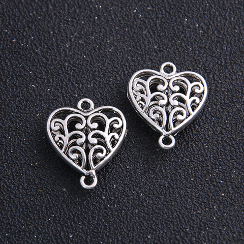 6 pièces 21*25mm Antique creux amour coeur pendentif connecteurs breloque bijoux à bricoler soi-même trouver ► Photo 1/2