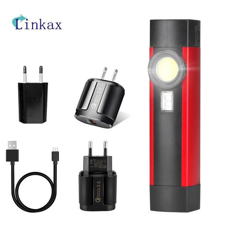 Linkax Mini lampe de poche UV Portable Ultraviolet 395nm lampe de poche LED COB magnétique USB Rechargeable 4 mode lampe de travail torche ► Photo 1/6