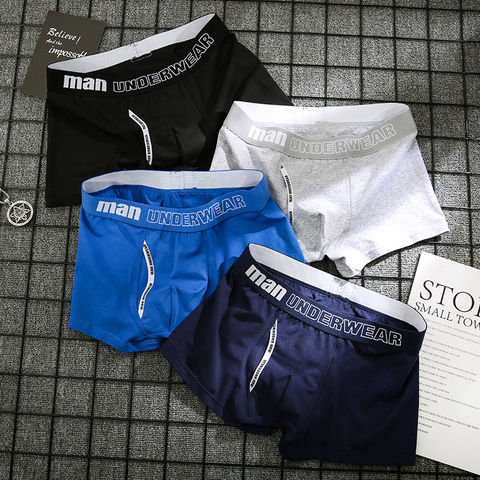 Boxers en coton respirant et résistant pour homme, slips masculins de marque et confortables, caleçons de couleur unie, sous vêtements, lot de 4 pièces, 365 ► Photo 1/6