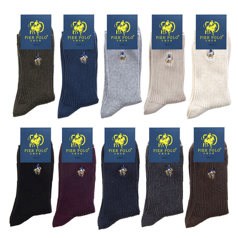 PIER POLO-chaussettes d'hiver en coton pour hommes, longues de Compression, déodorant, broderie, mode, robe ► Photo 1/6