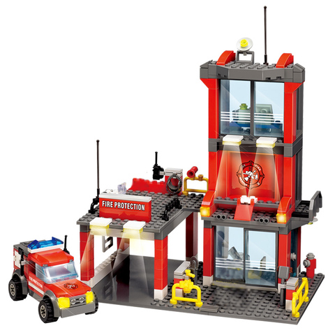 Service d'incendie ville camion de pompier combat pompier blocs de construction briques ensemble jouets compatibles pour garçons noël ► Photo 1/1