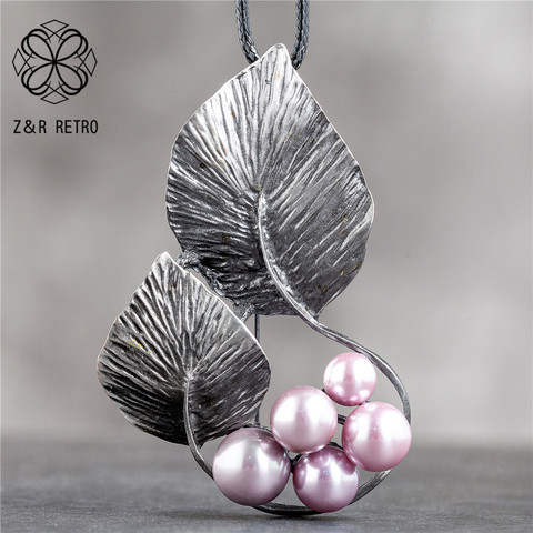 Feuille pendentif sautoir pour femmes Vintage bijoux plante perles 2022 Suspension corde chaînes tour de cou vente en gros bijoux Hotsale ► Photo 1/6