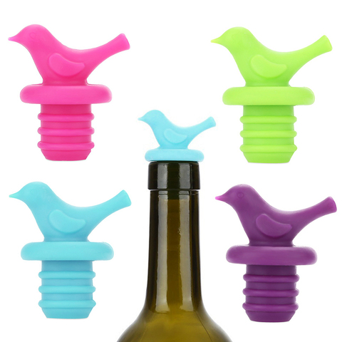 1PC créatif oiseau conception vin bouchon Silicone vin liège bouchon bouchon couvercle bouteille bouchons bouchon de bouteille vin verseur bouchons ► Photo 1/6