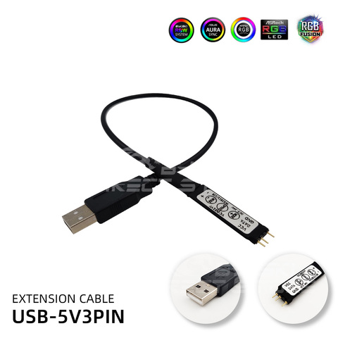 A-RGB 5V vers USB adaptateur d'alimentation USB vers 5V3PIN convertisseur ligne d'extension carte mère vers IO câble de transfert contrôleur manuel ► Photo 1/4